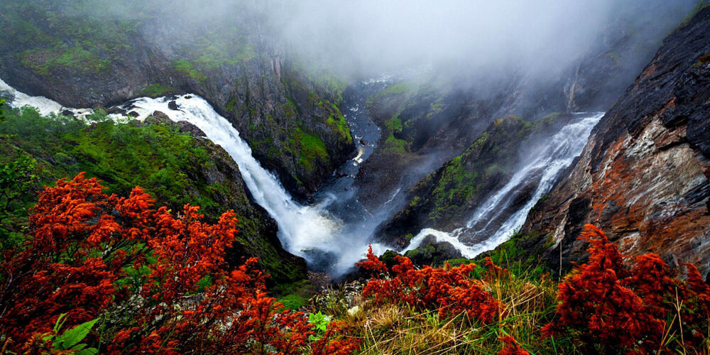 Fjord de Vöringsfossen en Norvège